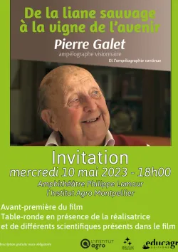Pierre Galet, affiche "de la ligne sauvage à la vigne de l'avenir", 10 mai 2023