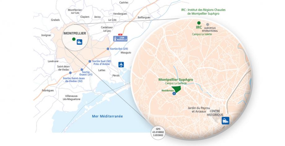 Montpellier SupAgro - Plan d'accès Campus La Gaillarde