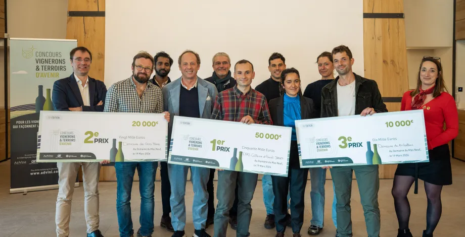 Les trois lauréats de la 10ème édition du conours Vignerons et terroirs d'Avenir